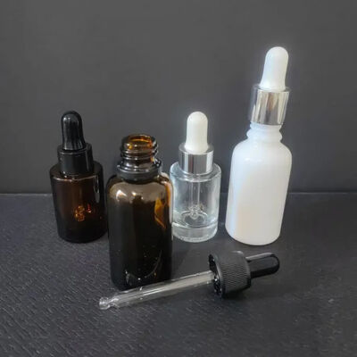 สต็อคโรงงาน 10ml 30ml 50ml กระปุกแก้วทองแอมเบอร์สําหรับการทดสอบครีมเซรั่มน้ําหอม