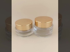 กระปุกครีมแก้วใสพร้อมฝาสกรูสีทองสำหรับโลชั่นสำหรับผู้หญิง