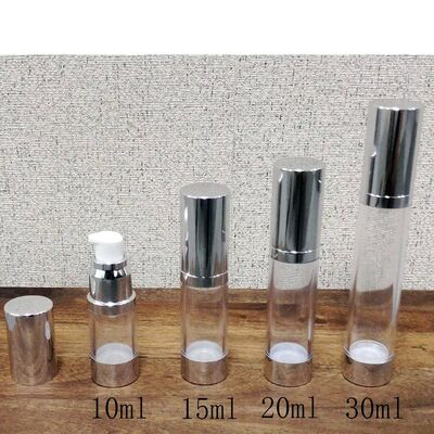 กระป๋องปั๊มแบบกระบอก 10ml 15ml 20ml 30m สีเงิน PP พลาสติกที่ไม่มีลม