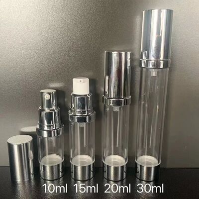 30ml PP พลาสติกกลมกระบอกขวดสุญญากาศฝาใส PP ปั๊มสุญญากาศผลิตภัณฑ์ดูแลผิว