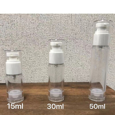 เครื่องปั๊มน้ํายาแบบไม่มีอากาศ ถังกรองน้ํายา ไม่มี DIP Tube Dispenser กระจกเครื่องสําอางโปร่ง