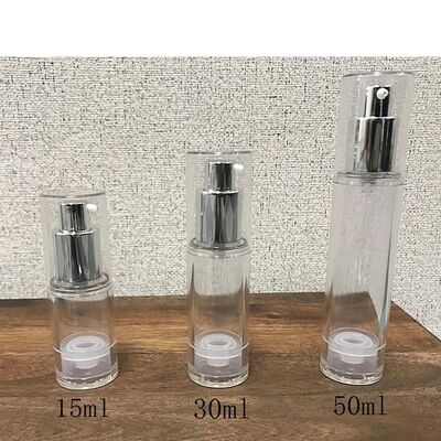 เครื่องปั๊มน้ํายาแบบไม่มีอากาศ ถังกรองน้ํายา ไม่มี DIP Tube Dispenser กระจกเครื่องสําอางโปร่ง