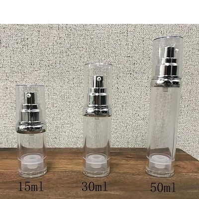 เครื่องปั๊มน้ํายาแบบไม่มีอากาศ ถังกรองน้ํายา ไม่มี DIP Tube Dispenser กระจกเครื่องสําอางโปร่ง