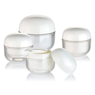ขวดกลมเครื่องสำอางครีม OEM สีขาว PP 30g พร้อมฝาปิดสำหรับเครื่องสำอาง