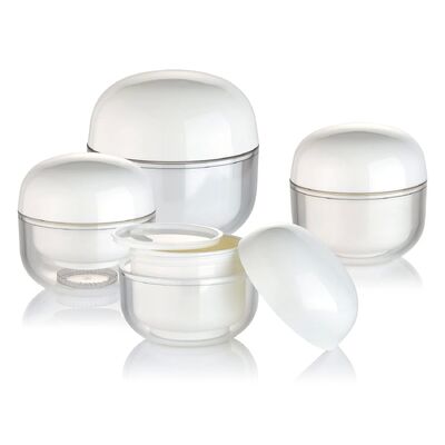 ขวดกลมเครื่องสำอางครีม OEM สีขาว PP 30g พร้อมฝาปิดสำหรับเครื่องสำอาง