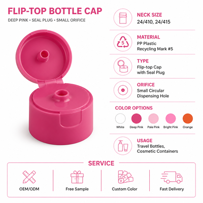 ดีไซน์ใหม่ 24mm พลาสติก Flip Top Cap 24-410 กล่องน้ําอาบน้ําเจล