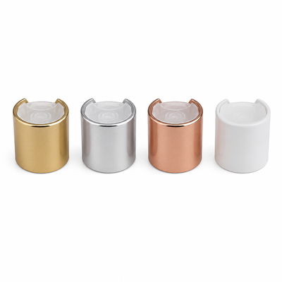 สีเหลือง อลูมิเนียม-พลาสติกกลม ปิดเรียบด้วยปุ่มใส สําหรับขวดดูแลผิว